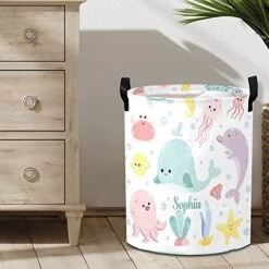 Personalized Laundry Basket Hamper,Cute Ocean Animal,Collapsible Storage Baskets With Handles For Kids Room,Clothes, Nursery Decor 18 Personalized Laundry Basket Hamper,Cute Ocean Animal,Collapsible Storage Baskets With Handles For Kids Room,Clothes, Nursery Decor -Safavieh Furniture 41GlckPDxmL