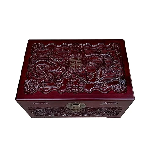 Small Oriental Burgundy Phoenix Dragon Carving Camphor Trunk Table Acs7531 3 Small Oriental Burgundy Phoenix Dragon Carving Camphor Trunk Table Acs7531 - Image 3