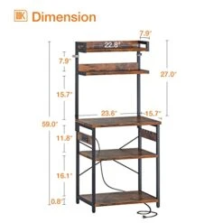 ODK Bakers Rack With Power Outlet, Microwave Stand With Storage 5-Tiers, Kitchen Rack Storage Shelf 16.5 * 23.6 * 59 Inches,Coffee Bar Microwave Rack,Rustic Brown 12 ODK Bakers Rack With Power Outlet, Microwave Stand With Storage 5-Tiers, Kitchen Rack Storage Shelf 16.5 * 23.6 * 59 Inches,Coffee Bar Microwave Rack,Rustic Brown -Safavieh Furniture 41GqOzoFfoL