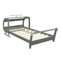 Twin Bed Frame Wood Airplane Design Platform Beds With Storage Shelves And Rotatable Propeller, Fun Kids Bed With Headboard And Footboard For Boys Girls, Twin Size, Green -Safavieh Furniture 41GyqcIxypL