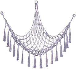 D-GROEE Stuffed Animal Toy Hammock Storage Hammock With Tassel Handmade Cotton Rope Corner Hanging Stuffed Animal Toy Organizer Net Bag Home Decor Purple -Safavieh Furniture 41H1pvEURzL. AC
