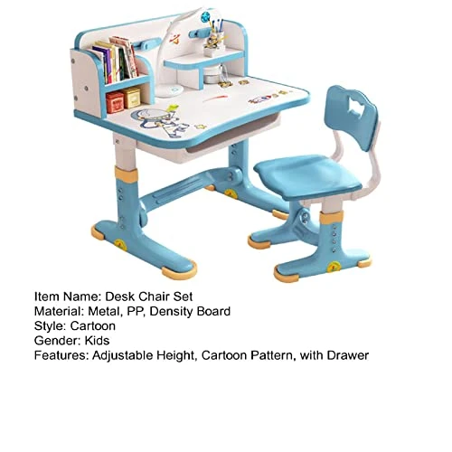 Worparsen Kids Functional Desk And Chair Set, Widened Desktop Cartoon Pattern Adjustable Height Study Table With Drawer Chair Set.Storage Drawer For Boys Girls (Blue) Blue 6 Worparsen Kids Functional Desk And Chair Set, Widened Desktop Cartoon Pattern Adjustable Height Study Table With Drawer Chair Set.Storage Drawer For Boys Girls (Blue) Blue - Image 6