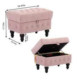 Artechworks Storage Coffee Table Ottoman, Button Tufted Velvet Upholstery Footstool Bed Ottoman For Living Room, Home Office, Space-Saving Storage Toy Box Stool, Pink 16 Artechworks Storage Coffee Table Ottoman, Button Tufted Velvet Upholstery Footstool Bed Ottoman For Living Room, Home Office, Space-Saving Storage Toy Box Stool, Pink -Safavieh Furniture 41HQ88hoxcS