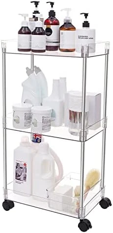 Ettori Rolling Cart Utility Cart Plastic 3 Tier Rolling Storage Cart For Bathroom Kitchen Organization, Living Room And Office- Laundry Cart With Wheels 9 Ettori Rolling Cart Utility Cart Plastic 3 Tier Rolling Storage Cart For Bathroom Kitchen Organization, Living Room And Office- Laundry Cart With Wheels - Image 9