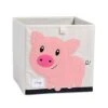 DODYMPS Foldable Animal Canvas Storage Toy Box/Bin/Cube/Chest/Basket/Organizer For Kids, 13 Inch (Pig)