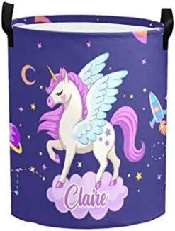 Personalized Laundry Basket Hamper,Unicorn Cloud Purple,Collapsible Storage Baskets With Handles For Kids Room,Clothes, Nursery Decor -Safavieh Furniture 41Hk6ctJ9BL. AC