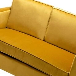 HULALA HOME Modern Velvet Loveseat Sofa With Gold Legs, Comfy Upholstered Small Love Seat Couch With Removable Cushions, 2-Seater Sofa For Living Room Bedroom, Mustard -Safavieh Furniture 41Hqtf7ywGL