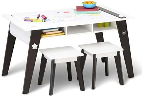 Wildkin Kids Arts And Crafts Table Set For Boys And Girls, Mid Century Modern Design Table Includes Two Stools, Paper And Storage Cubbies Underneath Helps Keep Art Supplies Organized (White) 6 Wildkin Kids Arts And Crafts Table Set For Boys And Girls, Mid Century Modern Design Table Includes Two Stools, Paper And Storage Cubbies Underneath Helps Keep Art Supplies Organized (White) - Image 6