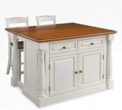 Homestyles Monarch Kitchen Island Set, With 2 Stools, Off-White -Safavieh Furniture 41HxPAbu8eL. AC