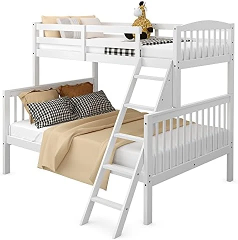 Costzon Twin Over Full Bunk Bed, Convertible Bunk Bed With Enhanced Upper-Level Guardrail And Safe Ladder, Solid Wood Bunk Bed For Kids And Teens 9 Costzon Twin Over Full Bunk Bed, Convertible Bunk Bed With Enhanced Upper-Level Guardrail And Safe Ladder, Solid Wood Bunk Bed For Kids And Teens - Image 9