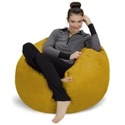 Sofa Sack Bean Bag Chair: 3' Memory Foam Furniture Bean Bag - Medium Sofa With Soft Micro Fiber Cover - Yellow