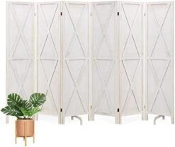 Room Divider 6 Panel, Wooden Room Divider Wall, 6 Panel Folding Privacy Screens, Freestanding Room Partition For Office Kitchen Bedroom Balcony (White) -Safavieh Furniture 41I0TaLF79L. AC