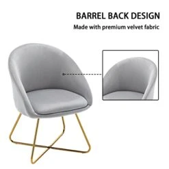 Altrobene Mid-Century Accent Chairs Set Of 2, Velvet Dinging Chair, Living Room Bedroom Chair Set, Golden Finished, Grey -Safavieh Furniture 41I4sN1NTbL