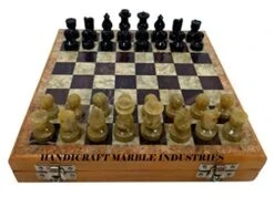 Best For Gift Wooden Chess Board With Marble Chess Pieces, The Queen's Gambit, Harmon Chess Player, Borgov Chess Player, Ready To Dispatch