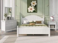 Bedroom Sets, 5 Pieces Bedroom Sets, Wood Bedroom Sets With Queen Platform Bed, Nightstand*2, Dresser & Mirror, Champagne Silver -Safavieh Furniture 41IHV4KmCVL. AC 3