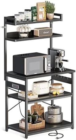 ODK Bakers Rack With Power Outlet, Microwave Stand With Storage 5-Tiers, Kitchen Rack Storage Shelf 16.5 * 23.6 * 59 Inches,Coffee Bar Microwave Rack,Rustic Brown 16 ODK Bakers Rack With Power Outlet, Microwave Stand With Storage 5-Tiers, Kitchen Rack Storage Shelf 16.5 * 23.6 * 59 Inches,Coffee Bar Microwave Rack,Rustic Brown -Safavieh Furniture 41ILZEhpwL. AC