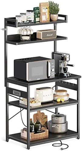 ODK Bakers Rack With Power Outlet, Microwave Stand With Storage 5-Tiers, Kitchen Rack Storage Shelf 16.5 * 23.6 * 59 Inches,Coffee Bar Microwave Rack,Rustic Brown 7 ODK Bakers Rack With Power Outlet, Microwave Stand With Storage 5-Tiers, Kitchen Rack Storage Shelf 16.5 * 23.6 * 59 Inches,Coffee Bar Microwave Rack,Rustic Brown - Image 7