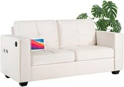 TYBOATLE Modern Living Room Sectional Sofa Sets 2 Piece, 65” W Tufted Mid-Century Loveseat Couch W/ 2 USB Charging Ports And Comfy Accent Arm Chairs For Small Space, Apartment, Office (Dark Grey) -Safavieh Furniture 41ILmEcFowL. AC