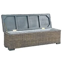 VidaXL Solid Mango Wood Storage Box Trunk Bed End Bench Living Room Home Furniture Interior Bedroom Hallway Wooden Black Kubu Rattan -Safavieh Furniture 41IMhD3ISuL