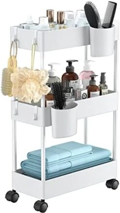 Pipishell Slim Storage Cart With Wheels, Bathroom Cart Bathroom Storage Organizer, Rolling Cart For Bathroom, Laundry Room, Kitchen, Narrow Space, Black PIUC04 -Safavieh Furniture 41IRMzkFQVL. AC