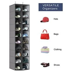 Coastal Rose Hanging Shoe Organizer For Closet, 20 Sections Hanging Closet Organizers And Storage Shelves, Space Saving Shoe Storage Rack Holder, Grey, 12''W×12''Dx 50''H 19 Coastal Rose Hanging Shoe Organizer For Closet, 20 Sections Hanging Closet Organizers And Storage Shelves, Space Saving Shoe Storage Rack Holder, Grey, 12''W×12''Dx 50''H -Safavieh Furniture 41IRrNai65L