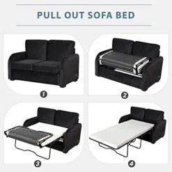Merax Pull Out Sleeper Sofa Bed With Twin Size Pad, USB Charging Port And 3-pin Plug For Living Room, Small Apartment Love Seats, Black_w/Mattress 12 Merax Pull Out Sleeper Sofa Bed With Twin Size Pad, USB Charging Port And 3-pin Plug For Living Room, Small Apartment Love Seats, Black_w/Mattress -Safavieh Furniture 41IVLUWpbyL