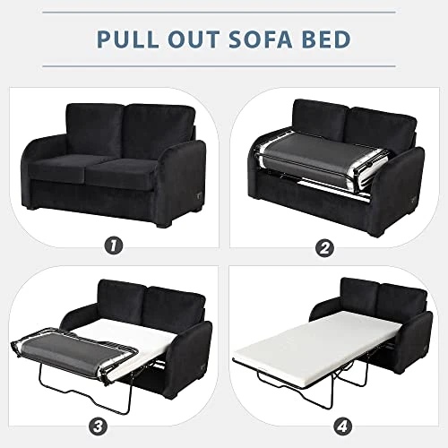 Merax Pull Out Sleeper Sofa Bed With Twin Size Pad, USB Charging Port And 3-pin Plug For Living Room, Small Apartment Love Seats, Black_w/Mattress 5 Merax Pull Out Sleeper Sofa Bed With Twin Size Pad, USB Charging Port And 3-pin Plug For Living Room, Small Apartment Love Seats, Black_w/Mattress - Image 5