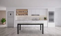 New Classic FURNITURE Celeste Dining Table For 6 With Heat Resistant Faux Marble, 64-Inch, Black Base With White & Gray Top -Safavieh Furniture 41Iam8WvacL