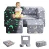 Kids Couch, Glow In The Dark Modular Kids Explore Sofa For Toddler 3 In 1 Fold Out Kids Toddler Sofa, Convertible Plush Toddler Couch With Washable And Durable Covers