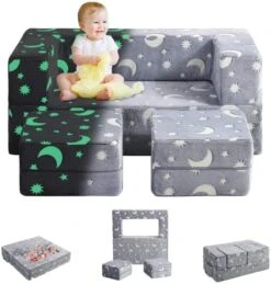 Kids Couch, Glow In The Dark Modular Kids Explore Sofa For Toddler 3 In 1 Fold Out Kids Toddler Sofa, Convertible Plush Toddler Couch With Washable And Durable Covers 12 Kids Couch, Glow In The Dark Modular Kids Explore Sofa For Toddler 3 In 1 Fold Out Kids Toddler Sofa, Convertible Plush Toddler Couch With Washable And Durable Covers -Safavieh Furniture 41Ih21yUeYL. AC