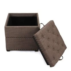 Edeco Modern Nailhead Storage Ottoman With Tray Top Square Script Ottoman Space-Saving Coffee Table, Grey 10 Edeco Modern Nailhead Storage Ottoman With Tray Top Square Script Ottoman Space-Saving Coffee Table, Grey -Safavieh Furniture 41IoMUyfNmL