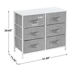 Sorbus Dresser With 6 Drawers - Furniture Storage Tower Unit For Bedroom, Hallway, Closet, Office Organization - Steel Frame, Wood Top, Easy Pull Fabric Bins (6 Drawer - White) -Safavieh Furniture 41IpVwpEvLL