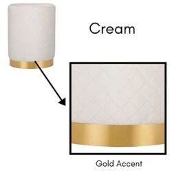 BIRDROCK HOME Round Cream Velvet Ottoman Foot Stool With Lattice Design – Soft Compact Padded Stool – Gold Trim - Great For The Living Room Or Bedroom – Decorative Furniture – Foot Rest -Safavieh Furniture 41IyGc4XjdL