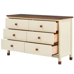 3 Piece Bedroom Set,Full Size Wood Platform Bed Frame With One Nightstand And Storage Dresser Full Bedroom Set For Kids/Teens/Adults Bedroom(Cream+Walnut) -Safavieh Furniture 41J3zeM2BoL