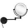 Gecious 10x Wall Mounted Lighted Mirror, Double-Sided 8 Inches,Double Sided 10x Magnifying Mirror For Bathroom Vanity Mirror, 13-Inch Extension, Plug In, Brass Oil Rubbed Bronze