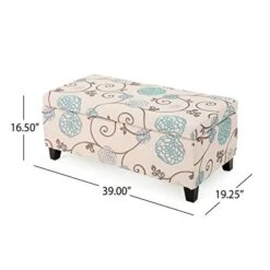 Christopher Knight Home Breanna Fabric Storage Ottoman, White And Blue Floral -Safavieh Furniture 41JNtm4QjBL