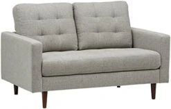 Amazon Brand – Rivet Cove Mid-Century Modern Tufted Leather Accent Chair, 32.7"W, Caramel -Safavieh Furniture 41Jic6KIe5L. AC