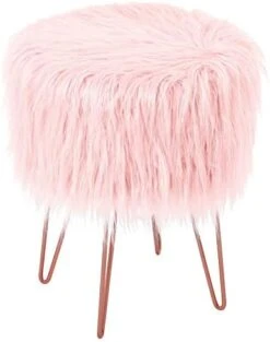 BIRDROCK HOME Silver Faux Fur Vanity Stool Chair - Soft Furry Compact Padded Seat - Vanity, Living Room, Bedroom And Kids Room Chairs - Hair Pin Metal Legs Upholstered Decorative Furniture Foot Rest 9 BIRDROCK HOME Silver Faux Fur Vanity Stool Chair - Soft Furry Compact Padded Seat - Vanity, Living Room, Bedroom And Kids Room Chairs - Hair Pin Metal Legs Upholstered Decorative Furniture Foot Rest -Safavieh Furniture 41Jw2qvA uL. AC