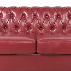 RARZOE 3 Pieces Living Room Furniture Sofa Sets,Modern Faux Leather Chesterfield Sofa&Chesterfield Club Chair&Chesterfield Loveseat Sofas Set With Nailhead Trim Scroll Arms For Living Room,Burgundy -Safavieh Furniture 41JxN0ObPKL