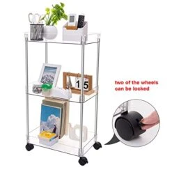 Ettori Rolling Cart Utility Cart Plastic 3 Tier Rolling Storage Cart For Bathroom Kitchen Organization, Living Room And Office- Laundry Cart With Wheels 17 Ettori Rolling Cart Utility Cart Plastic 3 Tier Rolling Storage Cart For Bathroom Kitchen Organization, Living Room And Office- Laundry Cart With Wheels -Safavieh Furniture 41Jxn5wVXqL