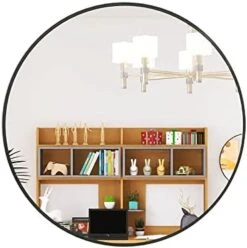 LFT HUIMEI2Y Wall Circle Mirror Large Round 28Inch Black Metal Frame Wall Mounted Circle Mirror For Bathroom, Living Room, Dining Room, Make Up Vanity Mirror, Entryway Mirror -Safavieh Furniture 41JyLgqMqDL. AC