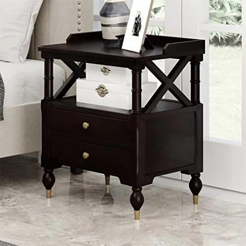 IRDFWH Contemporary 2 Drawer Nightstand For Small Spaces Bedroom 2 IRDFWH Contemporary 2 Drawer Nightstand For Small Spaces Bedroom - Image 2