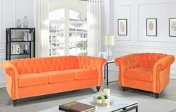 RARZOE 3 Pieces Of Living Room Furniture Sofa Sets, Modern Velvet Chesterfield Sofa&Chesterfield Club Chair&Chesterfield Loveseat Sofas Set With Nailhead Trim Scroll Arms For Living Room(Grey) 21 RARZOE 3 Pieces Of Living Room Furniture Sofa Sets, Modern Velvet Chesterfield Sofa&Chesterfield Club Chair&Chesterfield Loveseat Sofas Set With Nailhead Trim Scroll Arms For Living Room(Grey) -Safavieh Furniture 41K5Nk3VuQL. AC