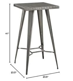 Modway Direct Rustic Modern Farmhouse Steel Metal Square Bar Table In Gunmetal -Safavieh Furniture 41K5dUiI9UL