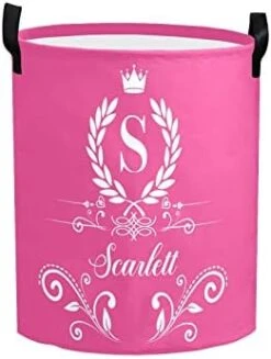 Personalized Laundry Basket Hamper,Princess Pink Dots,Collapsible Storage Baskets With Handles For Kids Room,Clothes, Nursery Decor -Safavieh Furniture 41K71JwUkcL. AC