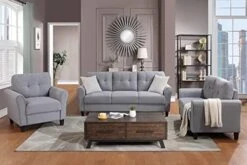 Harper & Bright Designs 3-Piece Living Room Storage Sofa Set With 3-Seat Couch, Loveseat And Single Armchair, Silver Nailhead Trim/Hidden Storage Space Under Seat/Classical Wooden Legs/Beige Fabric -Safavieh Furniture 41K9RQIdWXL. AC