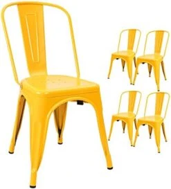 Devoko Metal Indoor-Outdoor Chairs Distressed Style Kitchen Dining Chairs Stackable Side Chairs With Back Set Of 4 (Gun) -Safavieh Furniture 41KAopuBHbL. AC