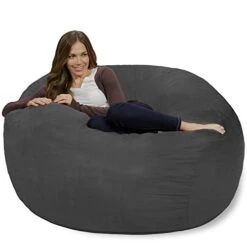 Chill Sack Bean Bag Chair: Giant 4' Memory Foam Furniture Bean Bag - Big Sofa With Soft Micro Fiber Cover - Charcoal -Safavieh Furniture 41KC2VRvbwL