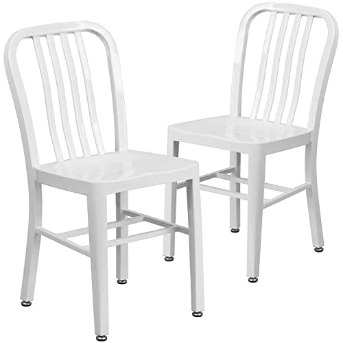 Flash Furniture Gael Commercial Grade 2 Pack White Metal Indoor-Outdoor Chair 1 Flash Furniture Gael Commercial Grade 2 Pack White Metal Indoor-Outdoor Chair