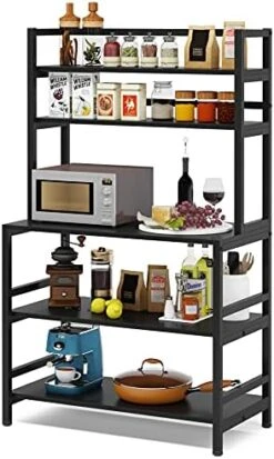 Tribesigns Kitchen Bakers Rack With Storage And Hutch, 5-Tier Kitchen Microwave Cart Stand Rack, Free Standing Industrial Kitchen Utility Storage Shelf (Rustic Brown) 12 Tribesigns Kitchen Bakers Rack With Storage And Hutch, 5-Tier Kitchen Microwave Cart Stand Rack, Free Standing Industrial Kitchen Utility Storage Shelf (Rustic Brown) -Safavieh Furniture 41KTlClN4MS. AC